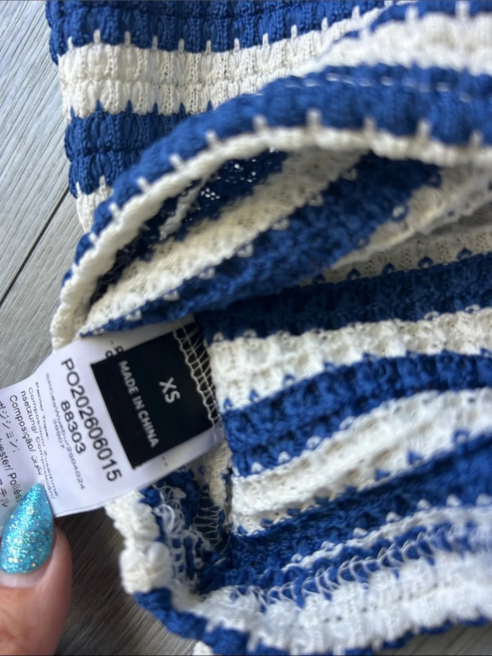 Striped Crochet Tank and Shorts Set - Blue & White